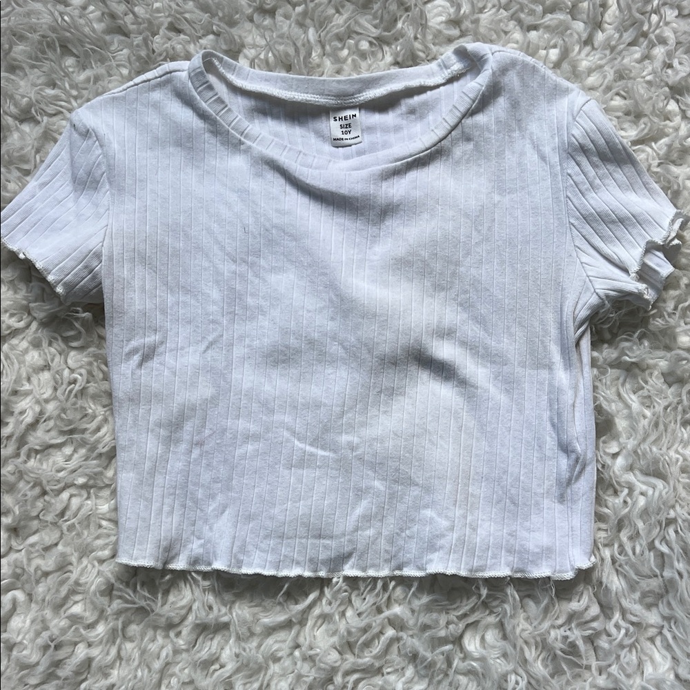 White Ribbed Crop Top